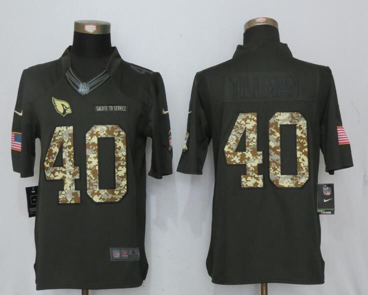 2017 Men Arizona Cardinals #40 Tillman Anthracite Salute To Service Green New Nike Limited NFL Jersey->->NFL Jersey
